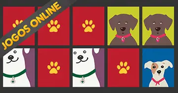Jogo da memória visual infantil para meninos e meninas de 3, 4 ,5 e 6 anos com desenhos de animais: Cães